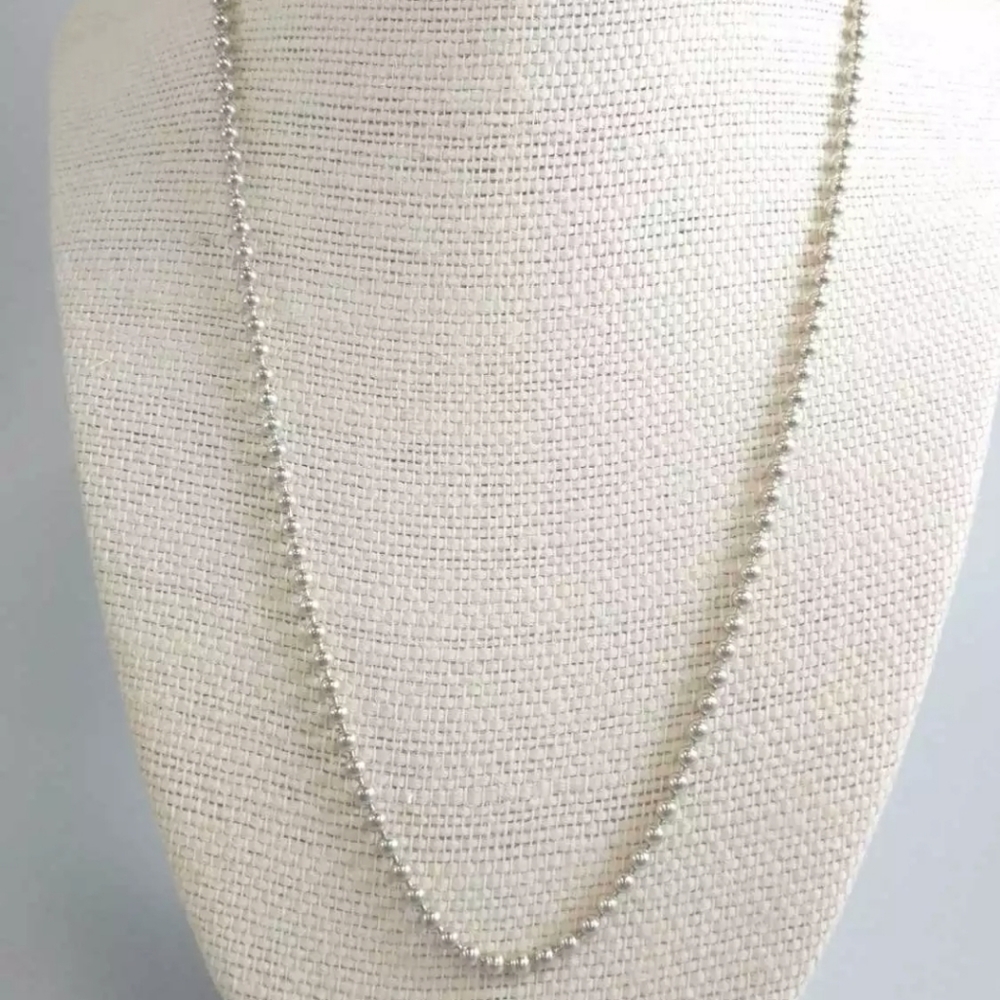 VINTAGE NC SIGNED SOLID STERLING BEADED NECKLACE